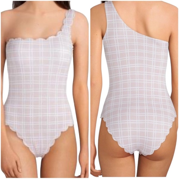 Daniel Cremieux Other - NWT Daniel Cremieux Medium Pink White Ruffle One Piece Swimsuit One Shoulder